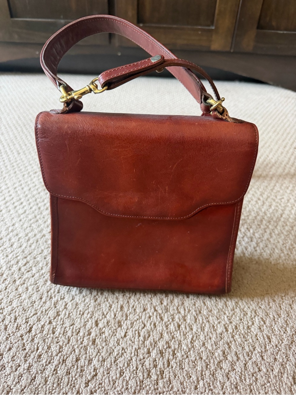 Brahmin Classic Leather Top-Handle Bag in Deep Brown